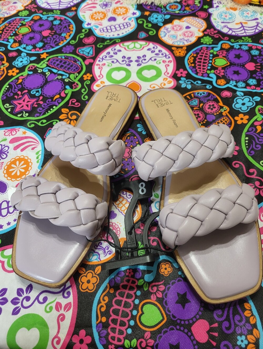 Time and Tru Braided Lavender Slide Mules
